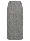 Ermanno Scervino Houndstooth Sheath Longuette Skirt With Back Split In Black