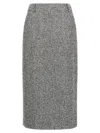 Ermanno Scervino Houndstooth Sheath Longuette Skirt With Back Split In Black