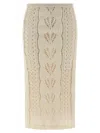 Ermanno Scervino Longuette Tricot Wool Skirt With Tulle Lining In Multi