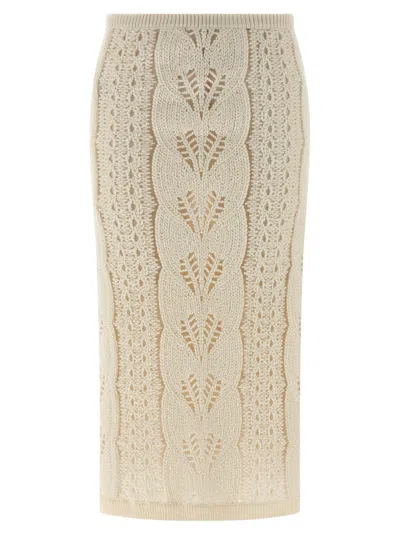 ERMANNO SCERVINO LONGUETTE TRICOT WOOL SKIRT WITH TULLE LINING