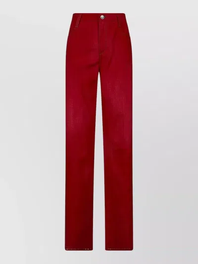 Ermanno Scervino Loose Trousers Belt Loops Contrast Stitching Pockets In Red