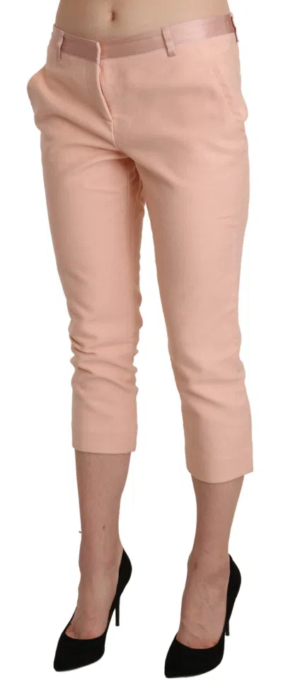 Ermanno Scervino Low Waist Skinny Cropped Cotton Capri Pants In Neutral