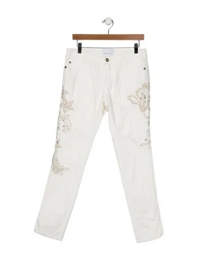 Pre-owned Ermanno Scervino Low-rise Straight Leg Jeans In White