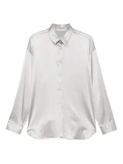 Ermanno Scervino Lustrous Silk Button-up Shirt In Gray