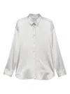 Ermanno Scervino Lustrous Silk Button-up Shirt In White