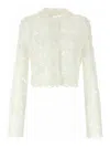Ermanno Scervino White Macram Tulle Cardigan In Blanco