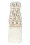 Ermanno Scervino Lace Overlay Strapless Midi Dress