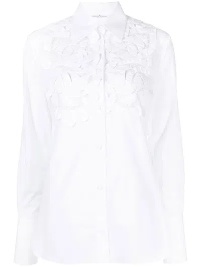 Ermanno Scervino Macramé-embellished Long-sleeve Shirt In 10601 Bright White