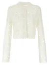 Ermanno Scervino Macramé Lace And Tulle Cropped Cardigan In White