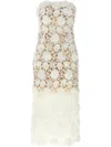 Ermanno Scervino Lace Overlay Strapless Midi Dress In White
