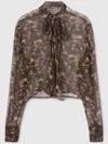 Ermanno Scervino Macramé Lace-print Silk Shirt In Brown