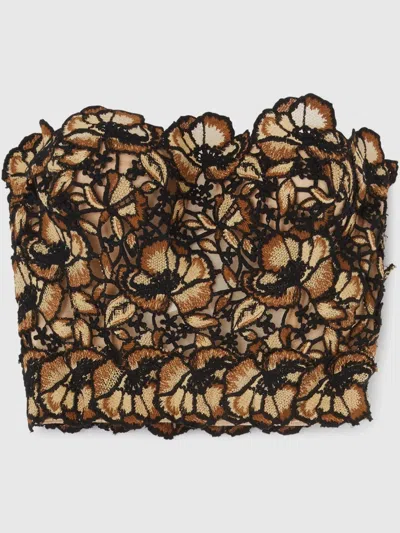 Ermanno Scervino Macramé Lace Top In Braun