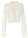 Ermanno Scervino White Macram Tulle Cardigan In White