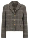 Ermanno Scervino Macro-check Virgin Wool Blazer In Grey