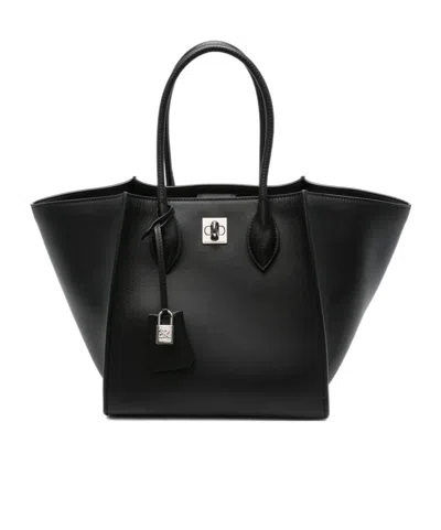 Ermanno Scervino Maggie Turn-lock Leather Tote Bag In Black