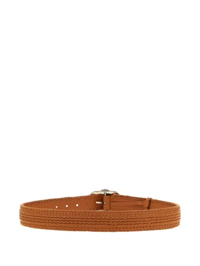 Ermanno Scervino Majaro Embroidery Belt Adjustable Braided Design In Metallic