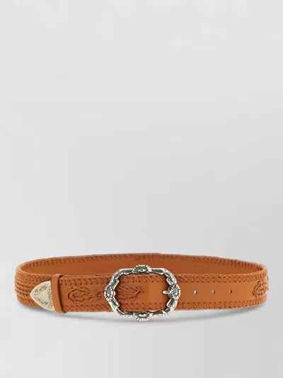 Ermanno Scervino Majaro Embroidery Belt Adjustable Braided Design In Metallic