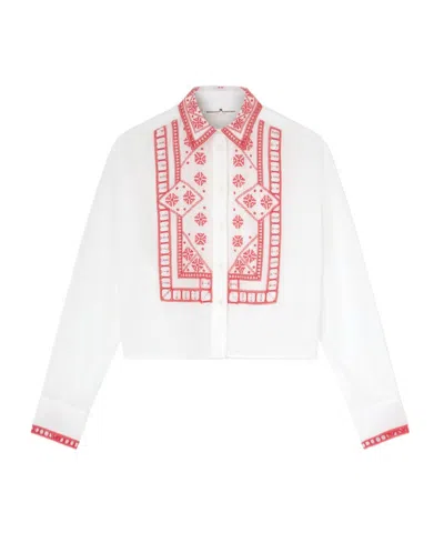 Ermanno Scervino Cotton Muslin Shirt With Manjaro Embroidery In White