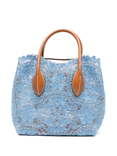 Ermanno Scervino Margot Lace-overlay Tote Bag In Blue