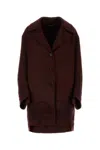 Ermanno Scervino Maroon Coat With Embroidered Motif In Maroon