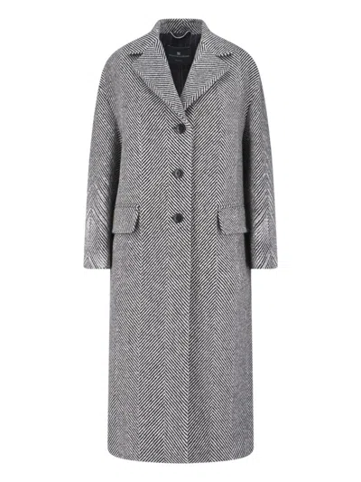 ERMANNO SCERVINO ERMANNO SCERVINO MAXI COAT WITH HOUNDSTOOTH PATTERN – BLACK
