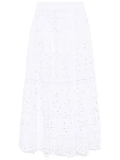 Ermanno Scervino Maxi Skirt With Intricate Cut-out Patterns In White