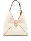 Ermanno Scervino Medium Shearling Shoulder Bag In Neutral