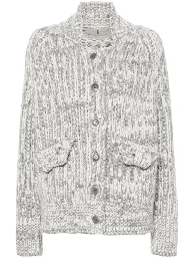 Ermanno Scervino Mélange-effect Cardigan In Grey