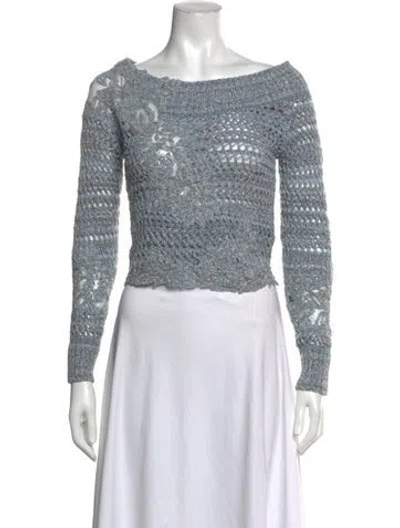 Pre-owned Ermanno Scervino Merino Wool Patterned Sweater In Blue