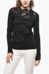 Ermanno Scervino Merino Wool Sweater With Lace Detail In Black
