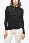 Ermanno Scervino Merino Wool Sweater With Lace Detail In Black