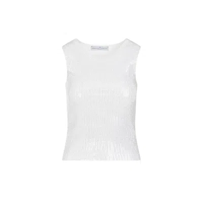 Ermanno Scervino Metallic Knit Tank Top For Women, Ss24 Collection In Silver