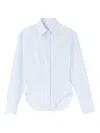 Ermanno Scervino Cotton Bustier Shirt With Micro-stripes Pattern In Blue