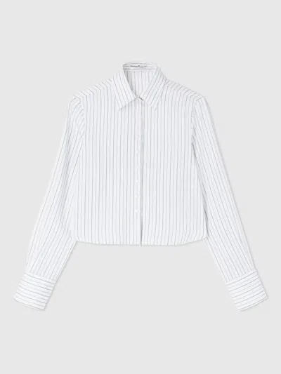 Ermanno Scervino Micro-striped Cropped Shirt In White