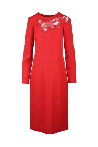 Ermanno Scervino Midi Dress Lace Polyester Stretch - Red