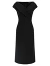 Ermanno Scervino Draped Neckline Midi Length Off-shoulder Dress In Black
