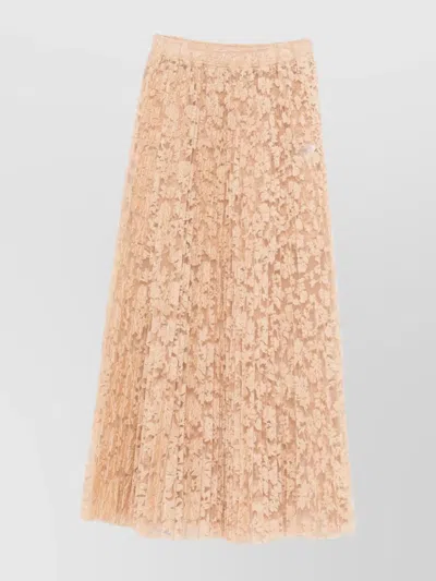 ERMANNO SCERVINO MIDI FLORAL LACE PLEATED SKIRT