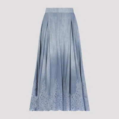 Ermanno Scervino Lace-detail Midi Skirt In Blue
