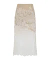 Ermanno Scervino Midi Skirt With Floral Lace Overlay In Neutral