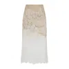 Ermanno Scervino Midi Skirt With Floral Lace Overlay In Neutral