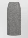 Ermanno Scervino Houndstooth Sheath Longuette Skirt With Back Split In Gray
