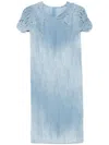 Ermanno Scervino Flowing Gradient Dress With Lace Detailing In Blau