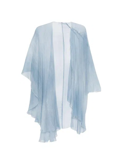 Ermanno Scervino Mid-length Semi-sheer Sky Blue Cape