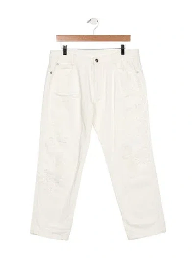 Pre-owned Ermanno Scervino Mid-rise Straight Leg Jeans In White