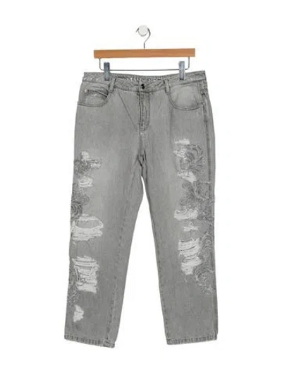 Pre-owned Ermanno Scervino Mid-rise Wide Leg Jeans In Gray