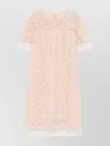 Ermanno Scervino Mini Dress With Scalloped Neckline And Lace Overlay In Nude