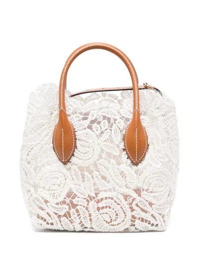Ermanno Scervino Mini Floral Tote Bag In White