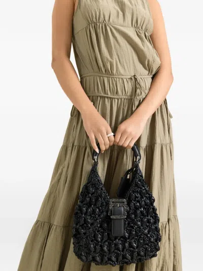 Ermanno Scervino Mini Hobo Buckle-detail Tote Bag In Black