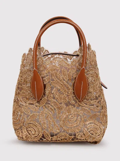 Ermanno Scervino Mini Maggie Bag In Natural Raffia Lace
