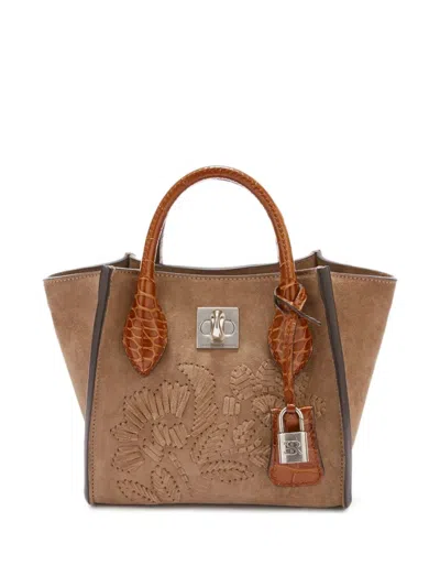 Ermanno Scervino Mini Maggie Embroidered Tote Bag In Brown